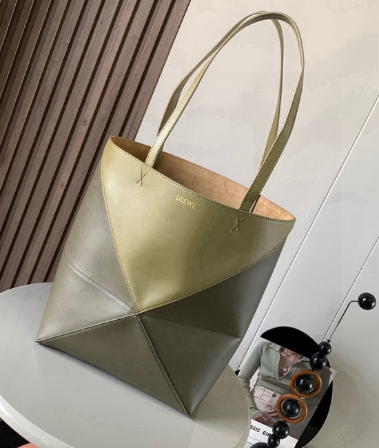 Loewe Puzzle Fold Shiny Leather Tote Bag 9029