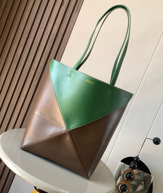 Loewe Puzzle Fold Glossy Leather Tote 9029