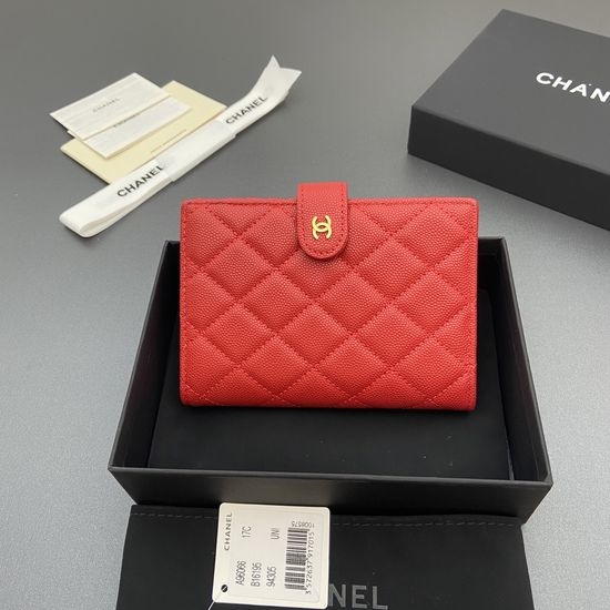 Chanel Passport Holder Quilted Red Gold Hardware 96066