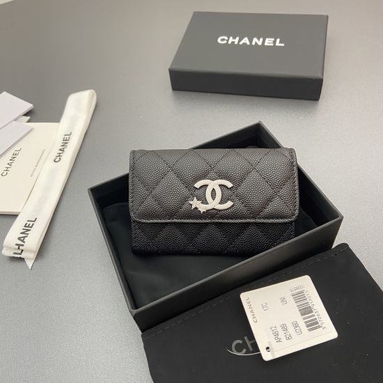 Chanel Caviar Leather Star Logo Card Holder AP4812