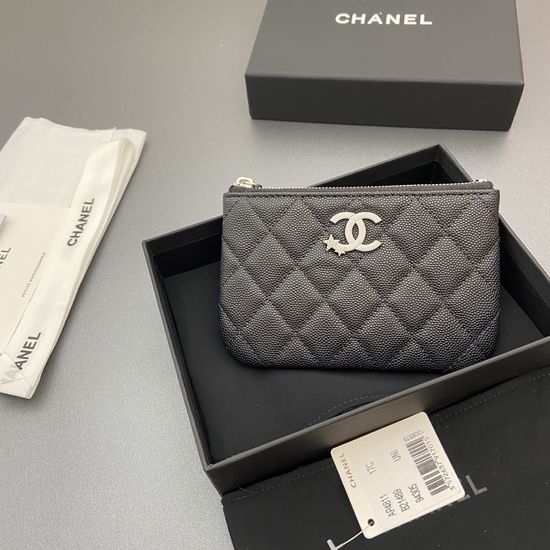 Chanel Caviar Leather Coin Purse With Star Logo A4811