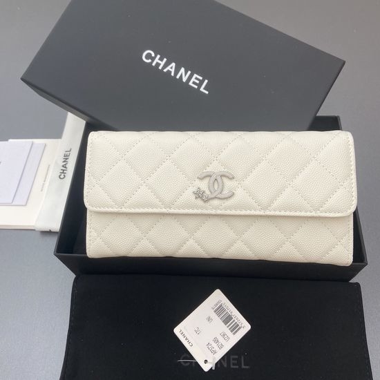 Chanel Flap Long Wallet Caviar Leather Star Logo Hardware 3724