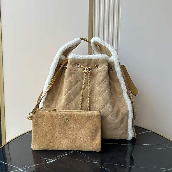 Chanel Shopping Bag Cowhide with Fur Trim AS5311