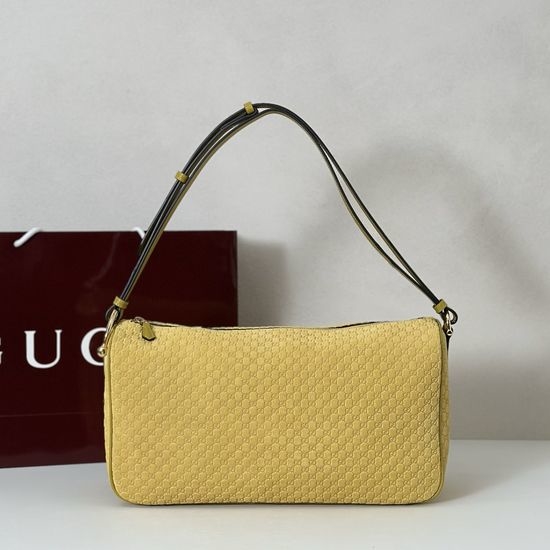 Gucci Large Bag Yellow Suede Embossed 862530