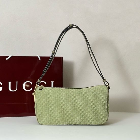 Gucci Handbag Grey Green Suede 860787