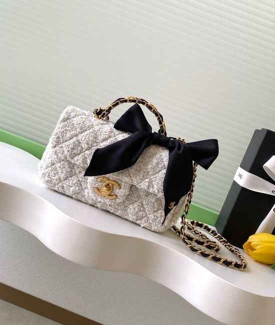 Chanel 25K Velvet Bow CF Handle Bag AS5701