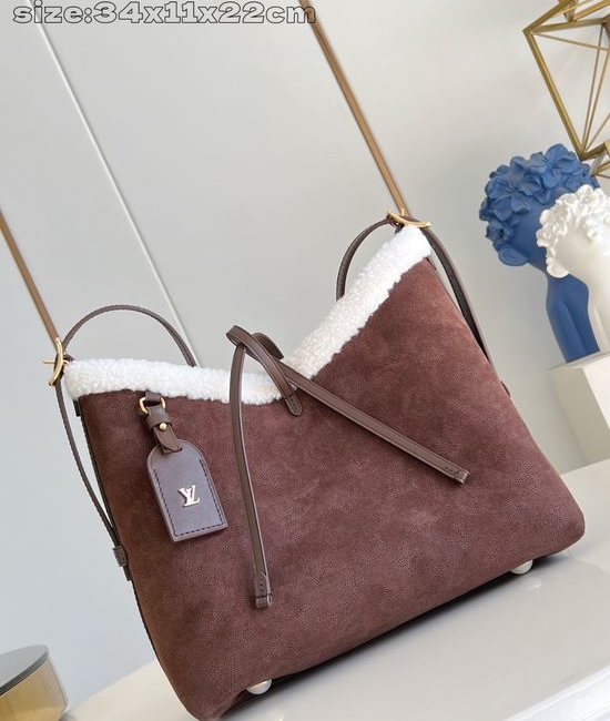 Louis Vuitton LV CarryAll Shearling Trim Handbag M46288