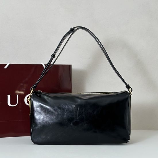 Gucci Large Bag Black Crinkled Patent Leather 862530