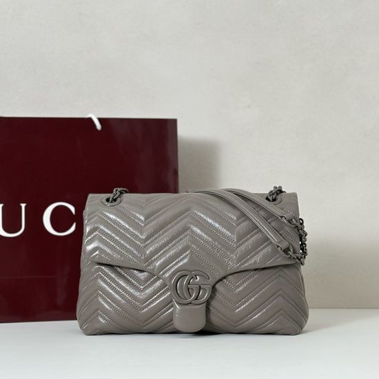 Gucci Handbag Earth Grey Genuine Leather 850676