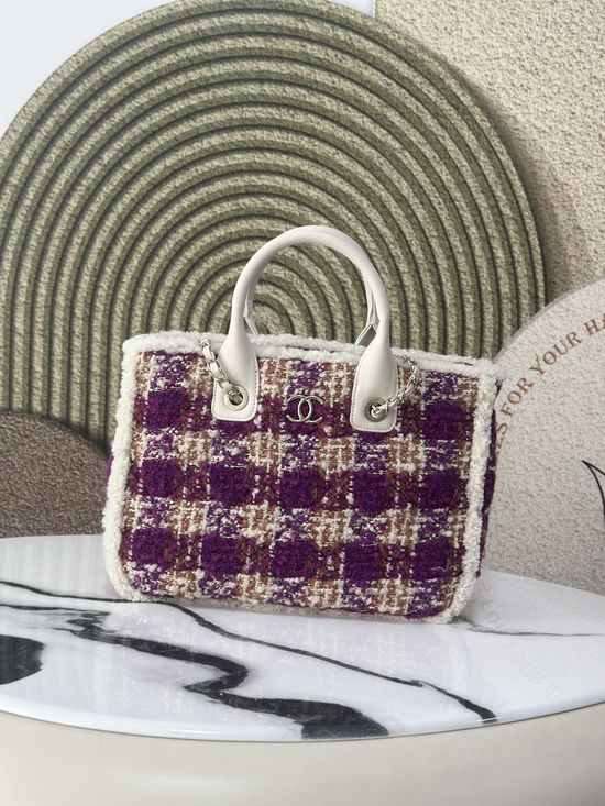 Chanel Beach Bag Coco Neige Purple Grid 6856