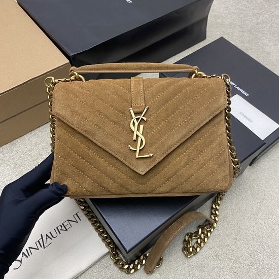 Yves Saint Laurent YSL Medium Messenger Bag Suede Gold Hardware 392737