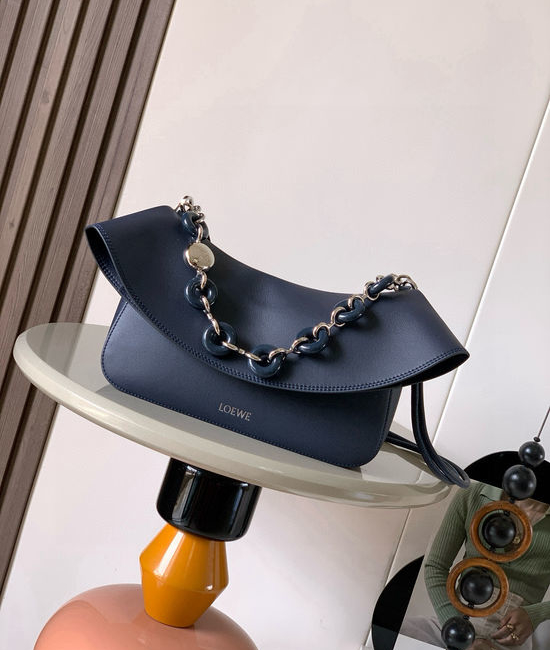 Loewe Ola Smooth Leather Handbag Blue 9150