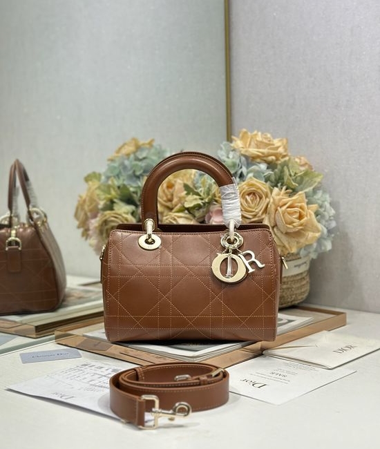 Christian Dior CD Lady Christian Dior CD Small Brown Leather Bag 1440