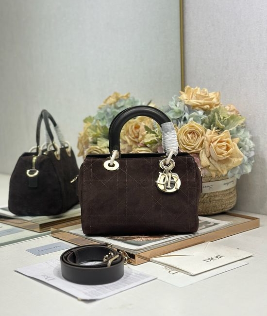 Christian Dior CD Lady Christian Dior CD Small Coffee Velvet Bag 1440