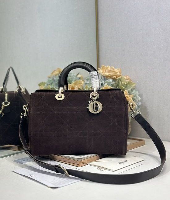 Christian Dior CD Lady Christian Dior CD Large Stitched Velvet Handbag 1441