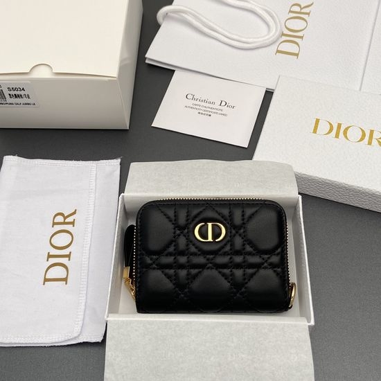 Christian Dior CD Jolie Glycine Lambskin Zipper Wallet S5034