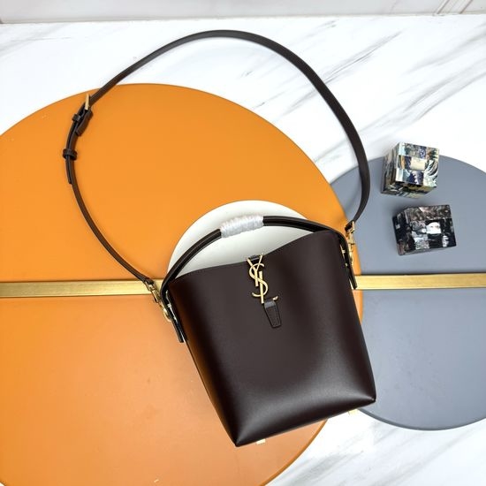Yves Saint Laurent YSL Small Bucket Bag Deep Coffee 749036