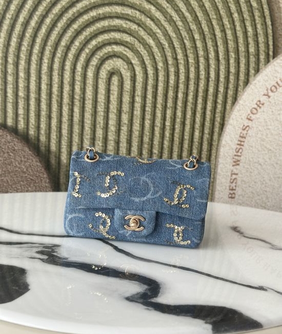 Chanel CF Denim Beaded Handbag 23B