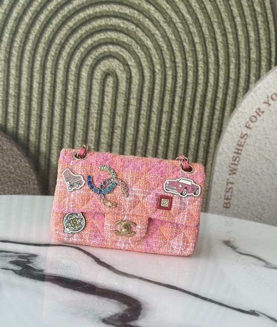 Chanel Classic Flap Badge Tweed Bag