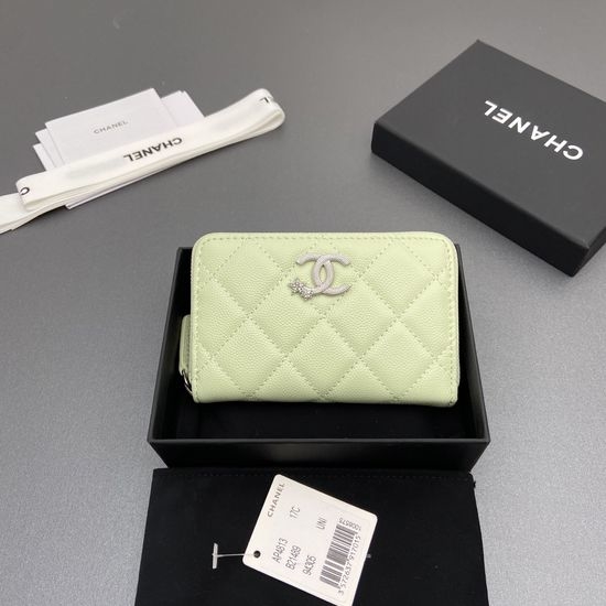 Chanel Zipper Card Holder Caviar Leather Star Logo AP4813