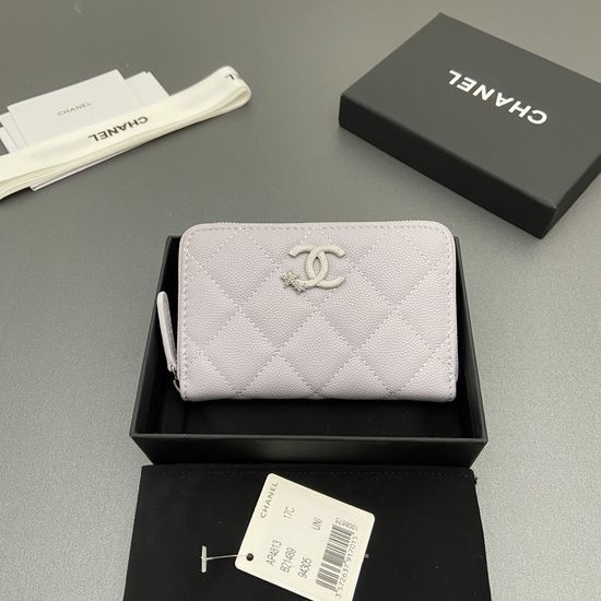 Chanel Caviar Leather Zipper Card Holder AP4813