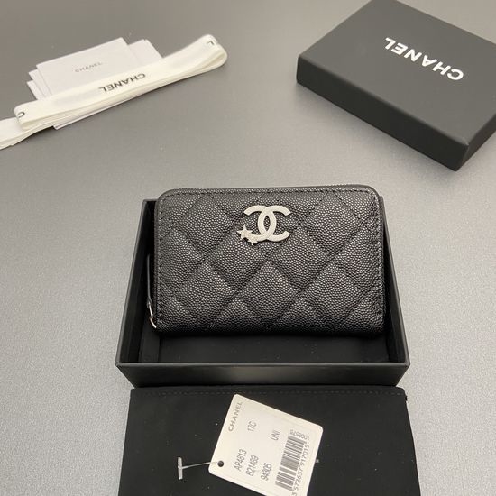 Chanel Caviar Leather Zipper Card Holder AP4813