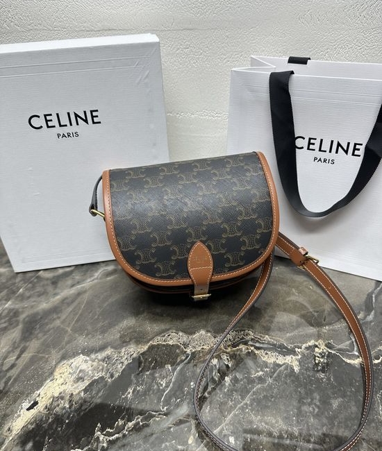 Celine FOLCO TRIOMPHE Canvas Saddle Bag 191502