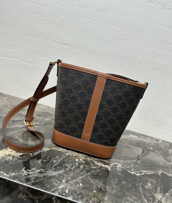 Celine TRIOMPHE CANVAS Logo Printed Bucket Bag 191442