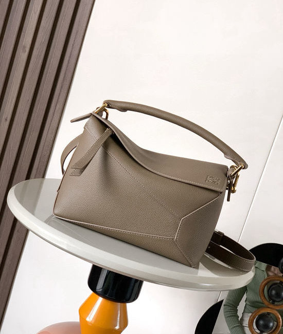 Loewe Puzzle Small Handbag Taupe Litchi Grain 9311 8010