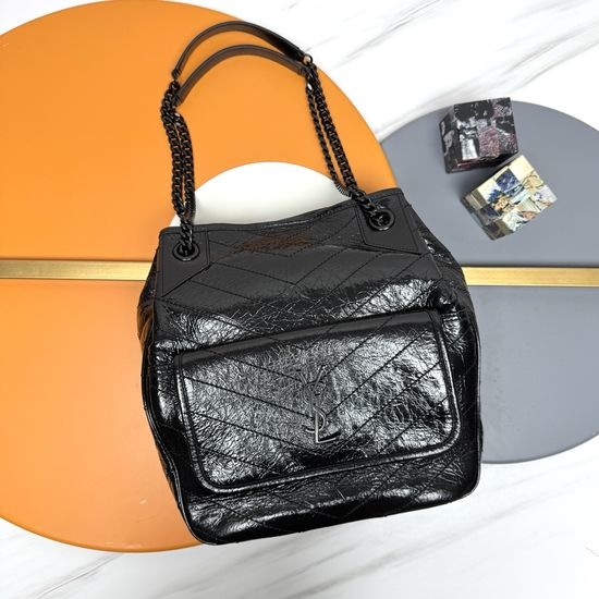 Yves Saint Laurent YSL Niki Crinkled Leather Tote Bag 862295