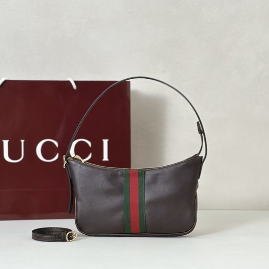 Gucci Coffee Leather Shoulder Bag 863406