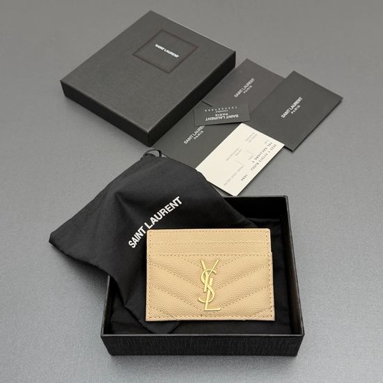 Yves Saint Laurent YSL Matelasse Grain Embossed Leather Card Holder 423291