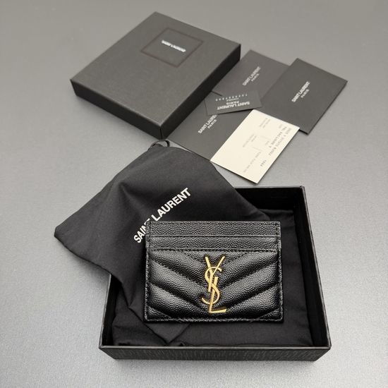 Yves Saint Laurent YSL Matelasse Grain Embossed Leather Card Holder 423291