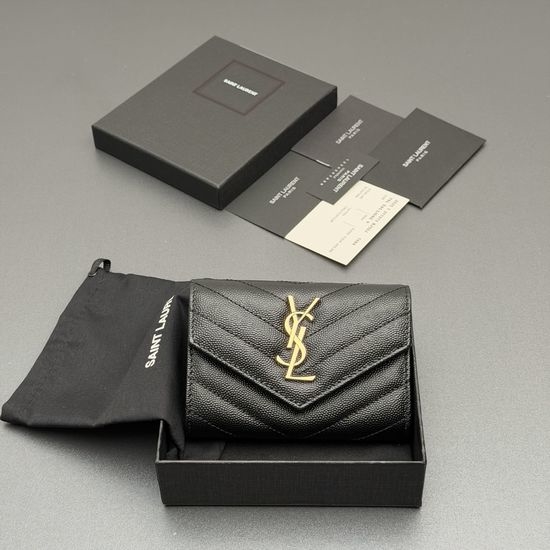 Yves Saint Laurent YSL Matelasse Grain Leather Envelope Wallet 414404