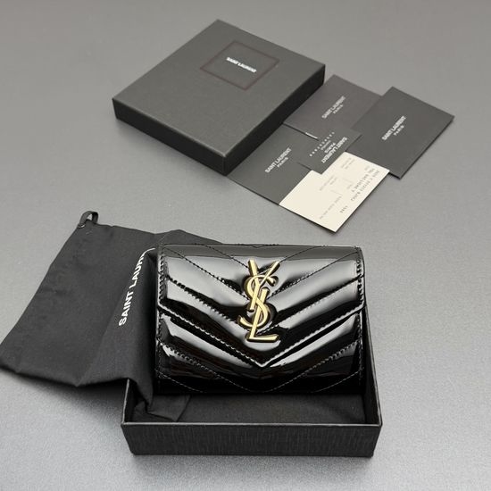 Yves Saint Laurent YSL Matelasse Patent Leather Wallet 414404