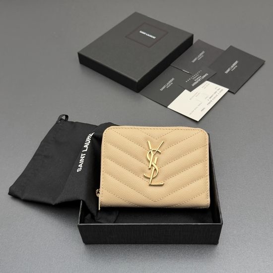 Yves Saint Laurent YSL Matelasse Small Grain Leather Zip Wallet 403723