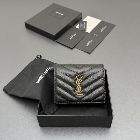 Yves Saint Laurent YSL Matelasse Grain Leather Card Holder 530841
