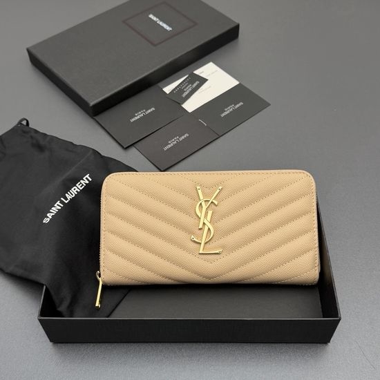Yves Saint Laurent YSL Matelasse Grain Leather Zip Around Wallet 358094