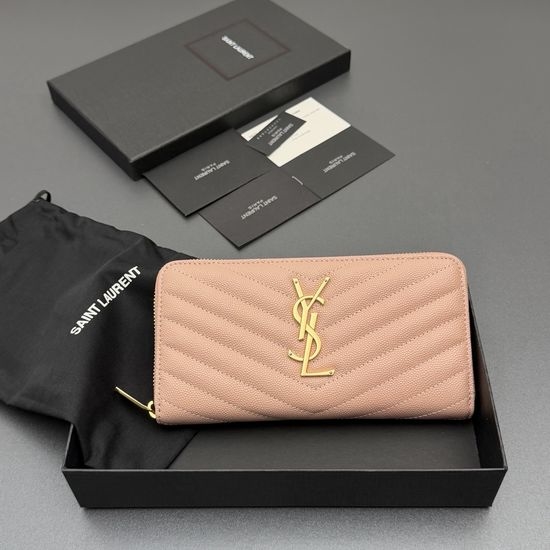 Yves Saint Laurent YSL Matelasse Grain Leather Zip Around Wallet 358094
