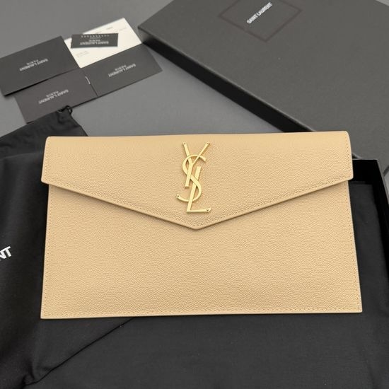 Yves Saint Laurent YSL Uptown Grain Leather Small Envelope Clutch 565739