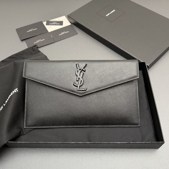 Yves Saint Laurent YSL Uptown Grain Leather Small Envelope Clutch 565739