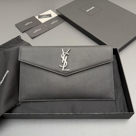 Yves Saint Laurent YSL UPTOWN Grained Leather Envelope Clutch 565739