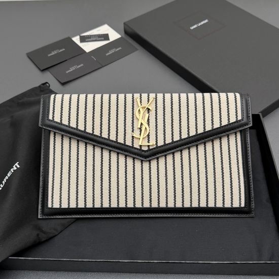 Yves Saint Laurent YSL UPTOWN Canvas Envelope Clutch 565739
