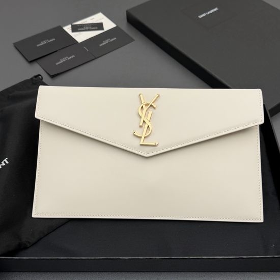 Yves Saint Laurent YSL UPTOWN Smooth Leather Envelope Clutch 565739