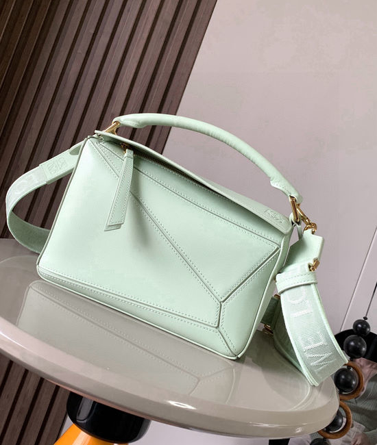 Loewe Puzzle Geometric Leather Handbag 9048 Jade Green