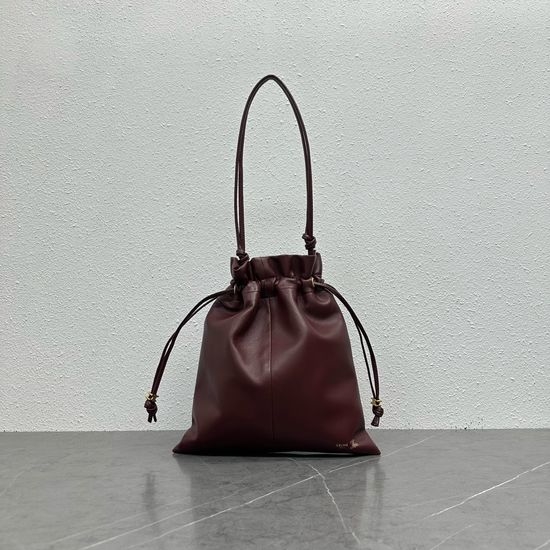 Celine Drawstring Soft Leather Bucket Bag 123662