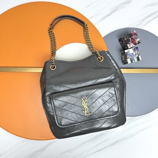 Yves Saint Laurent YSL Niki Waxed Leather Shopping Bag 862295