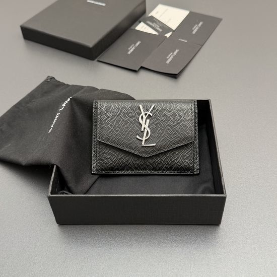 Yves Saint Laurent YSL Uptown Grain Leather Flap Card Holder 582305