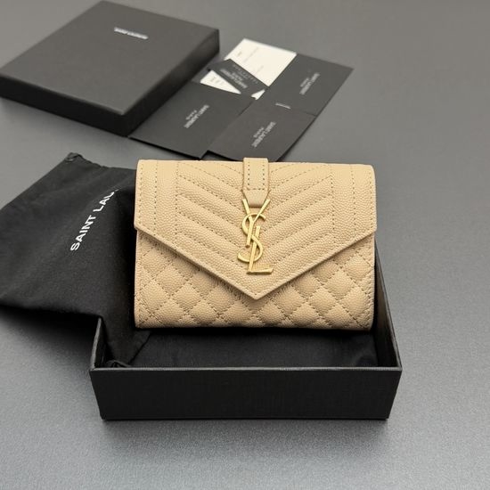 Yves Saint Laurent YSL Matelasse Grain Leather Envelope Wallet 651026