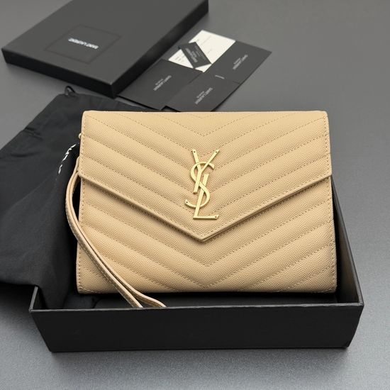 Yves Saint Laurent YSL Matelasse Quilted Grain Leather Clutch 617662